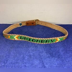 Vintage UnionBay Beaded Leather Belt - 70’s Style - 34” Long Size S/M 32” Waist